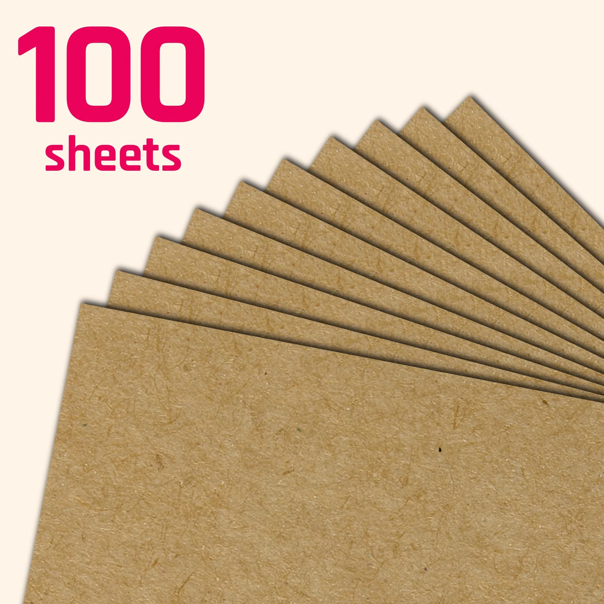 100 Arkuszy, 300 g/m² - Brązowy Papier Karton Kraft Kraftowy Pakowy Karta A5