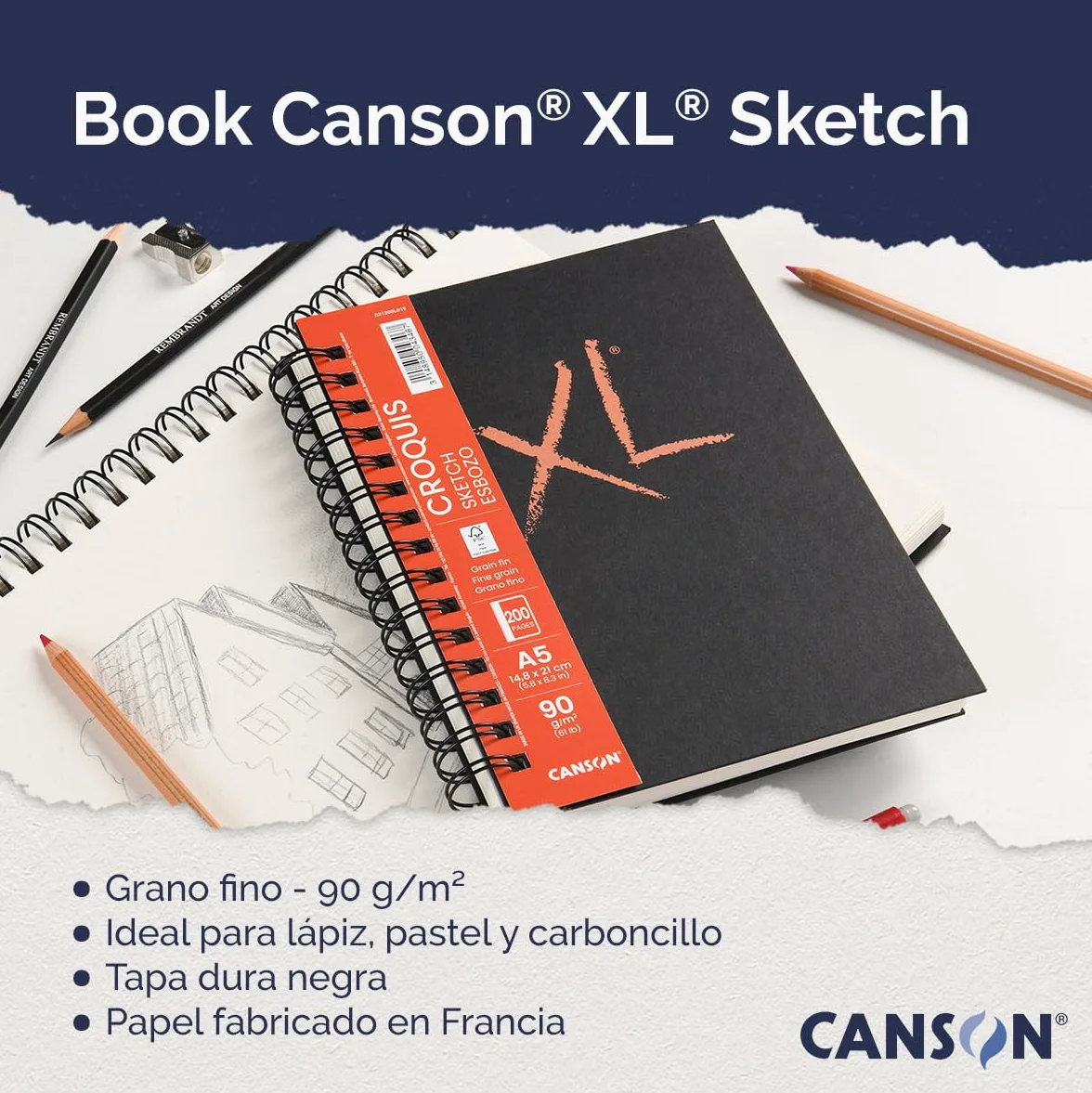 Canson XL Croquis Notatnik A4 100 ark. Drobny 90g