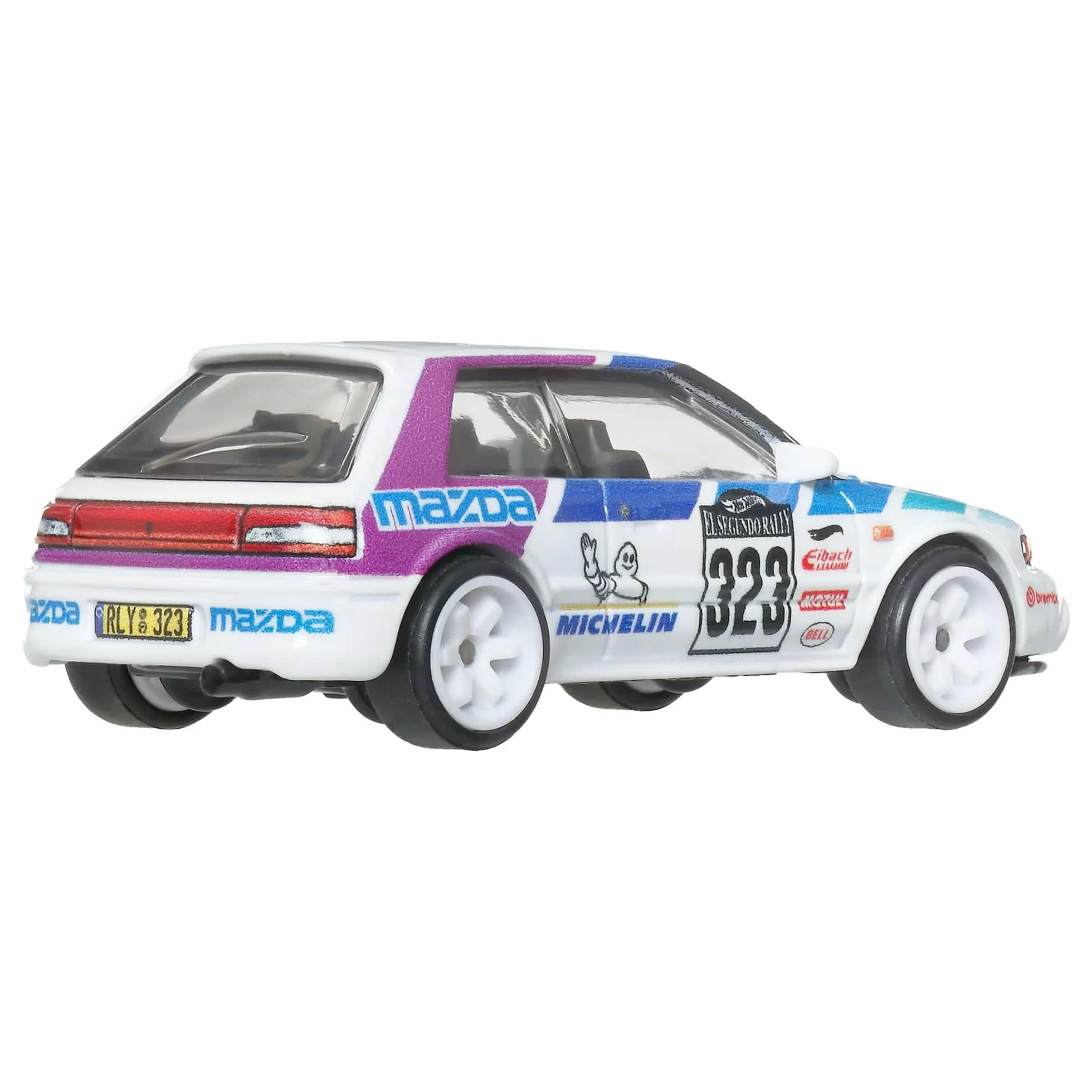 Hot Wheels Premium Car Culture Kultowe auta Samochodzik Mazda 323 GTR, metalowe auto w skali 1:64, opony Real Riders, metalowa konstrukcja, samochód zabawka dla dzieci 3+ i kolekcjonerów, JKF17