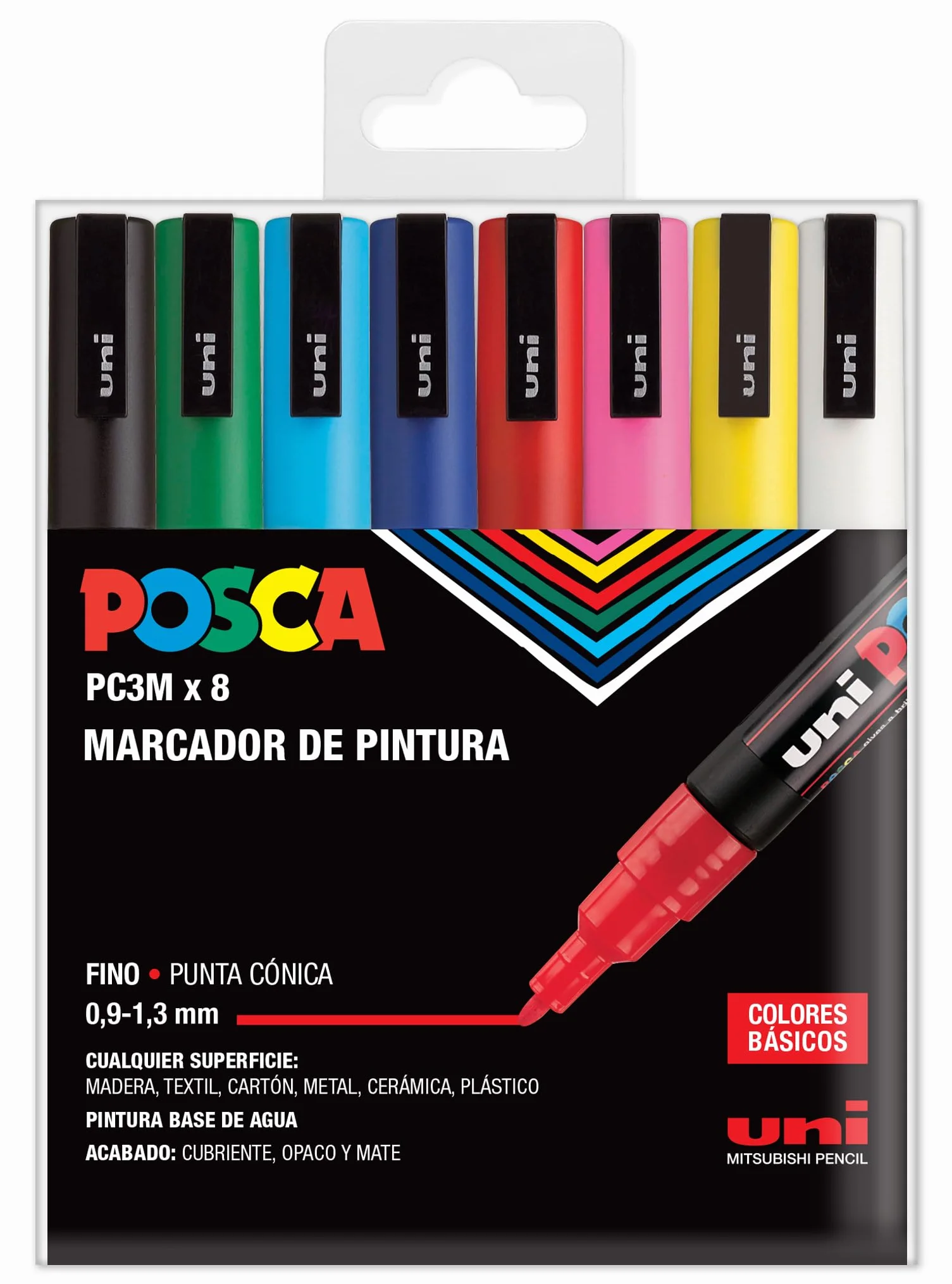 UNI Posca zestaw PC 3M Basic – 8 flamastrów, A-1