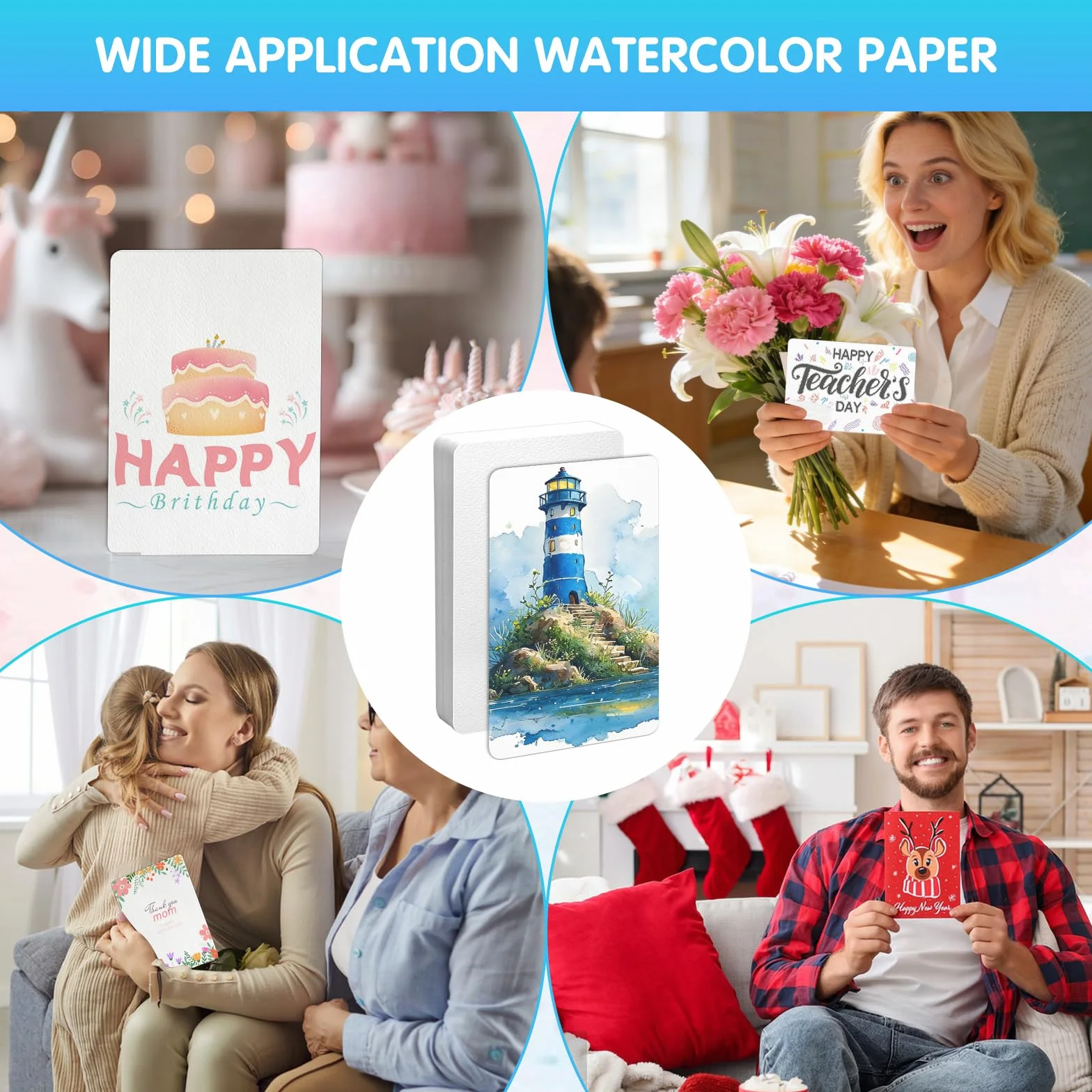 50 sztuk papieru akwarelowego pocztówki 300g/m² 15 x 10cm karty akwarelowe puste pocztówki do samodzielnego ozdobienia do akwarel, malarstwa, robótek