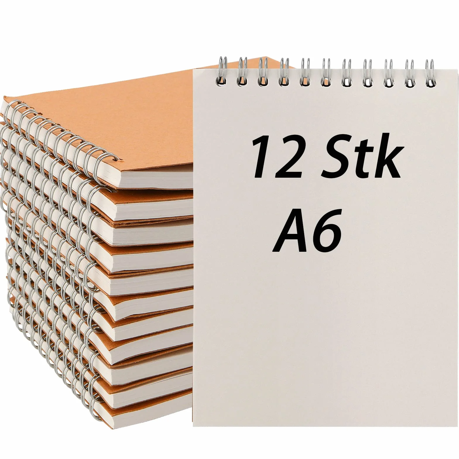 ZEONHEI Notatnik w formie spirali A6, 12 sztuk, 15 x 11 cm, puste spirale, szkicownik spiralny, szkicownik do pami?tnika, 60 arkuszy / 120 stron [Unknown Binding]