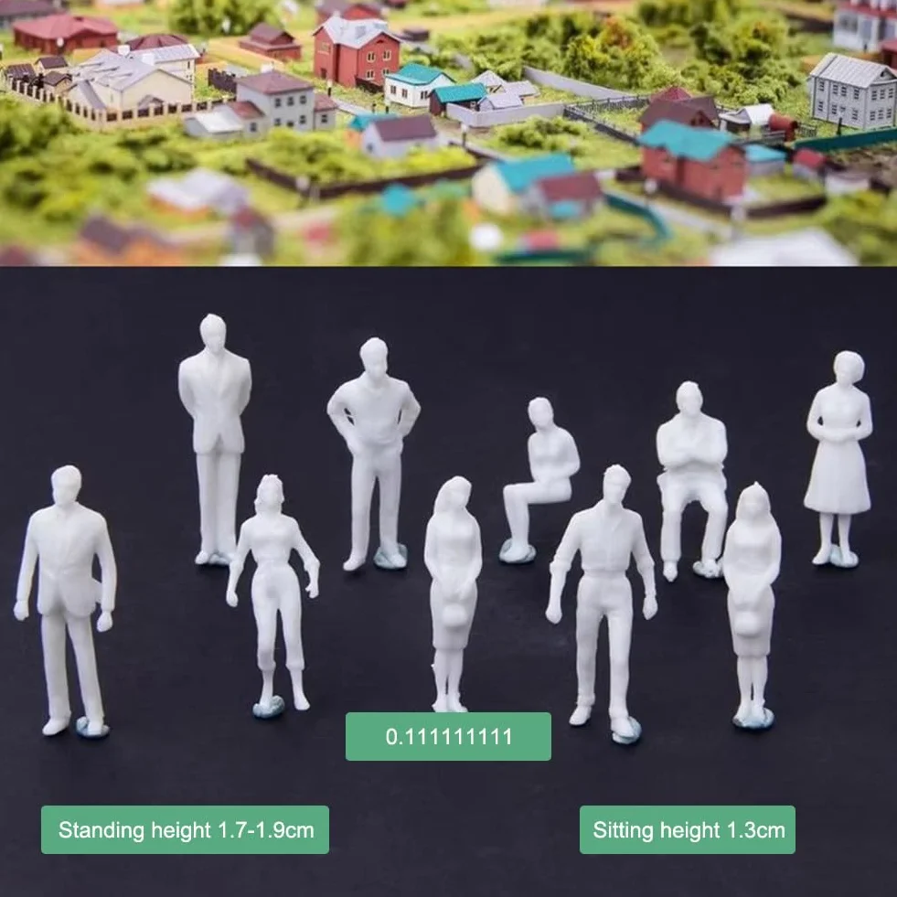 Model Niepomalowane figurki ludzi Skala 1:100, Miniaturowe postacie ludzi, Miniaturowe postacie do modelowania, niepomalowane plastikowe figurki ludzi, do miniaturowych scen, 100 sztuk