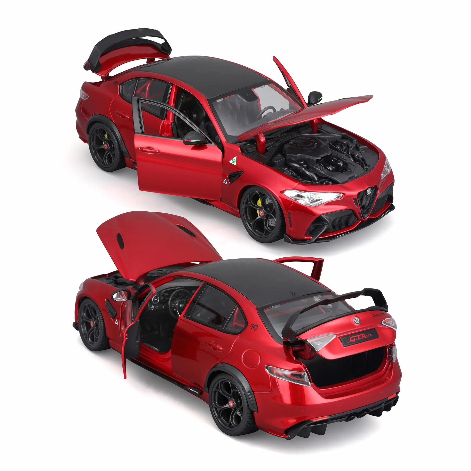 Bburago - Alfa Romeo Giulia GTA 2020, Samochód Diecast Skala 1:18, Szczegółowa Replika z 4 Otwieranymi Elementami, Kolor Czerwony, Licencja Alfa Romeo, Wiek 3+