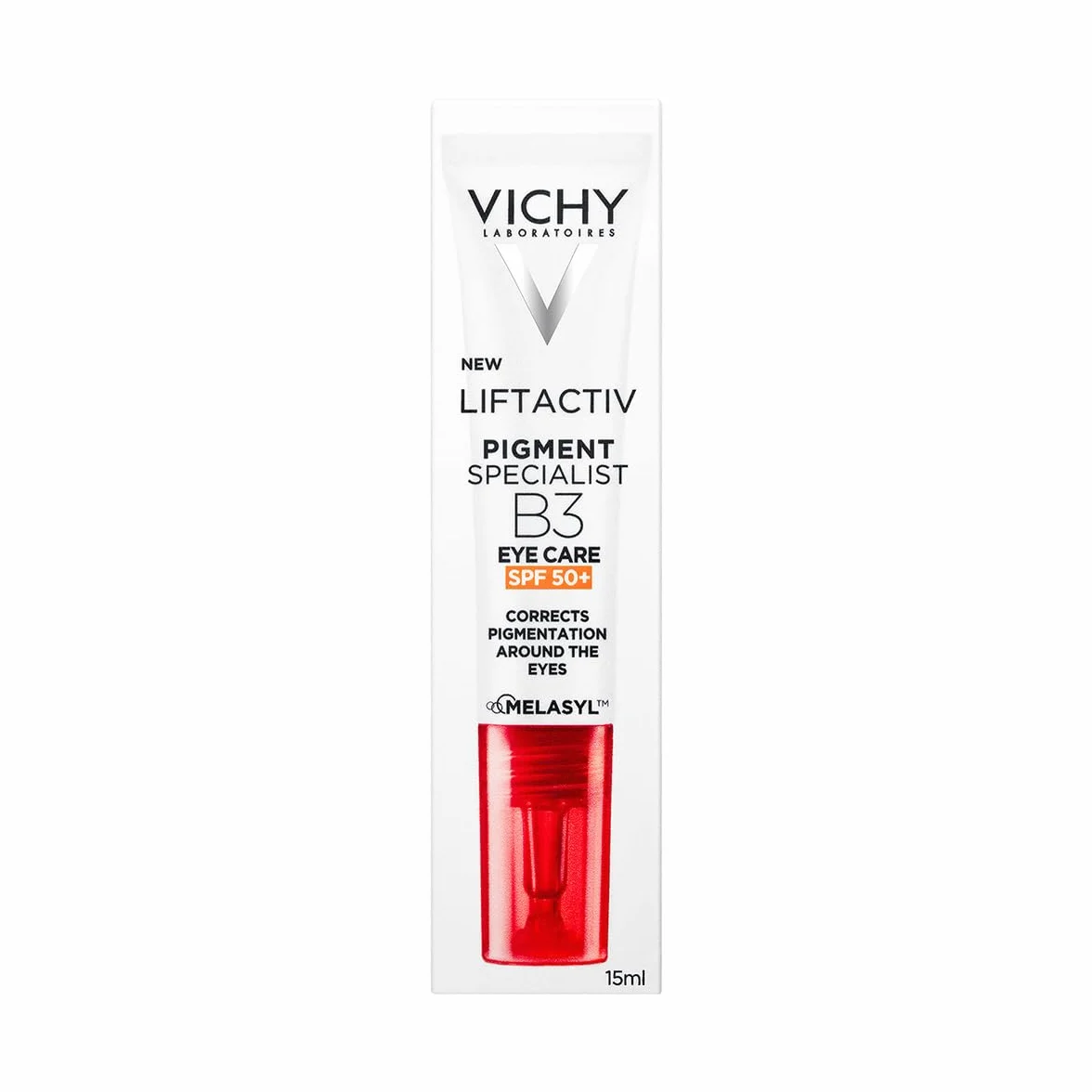 Vichy Liftactiv Pigment Specialist B3 LSF50+, krem pod oczy przeciw przebarwieniom z melasylem i niacynamidem, przeciwdziała cieniom pod oczami, dla bardziej równomiernego obszaru oczu, 15 ml