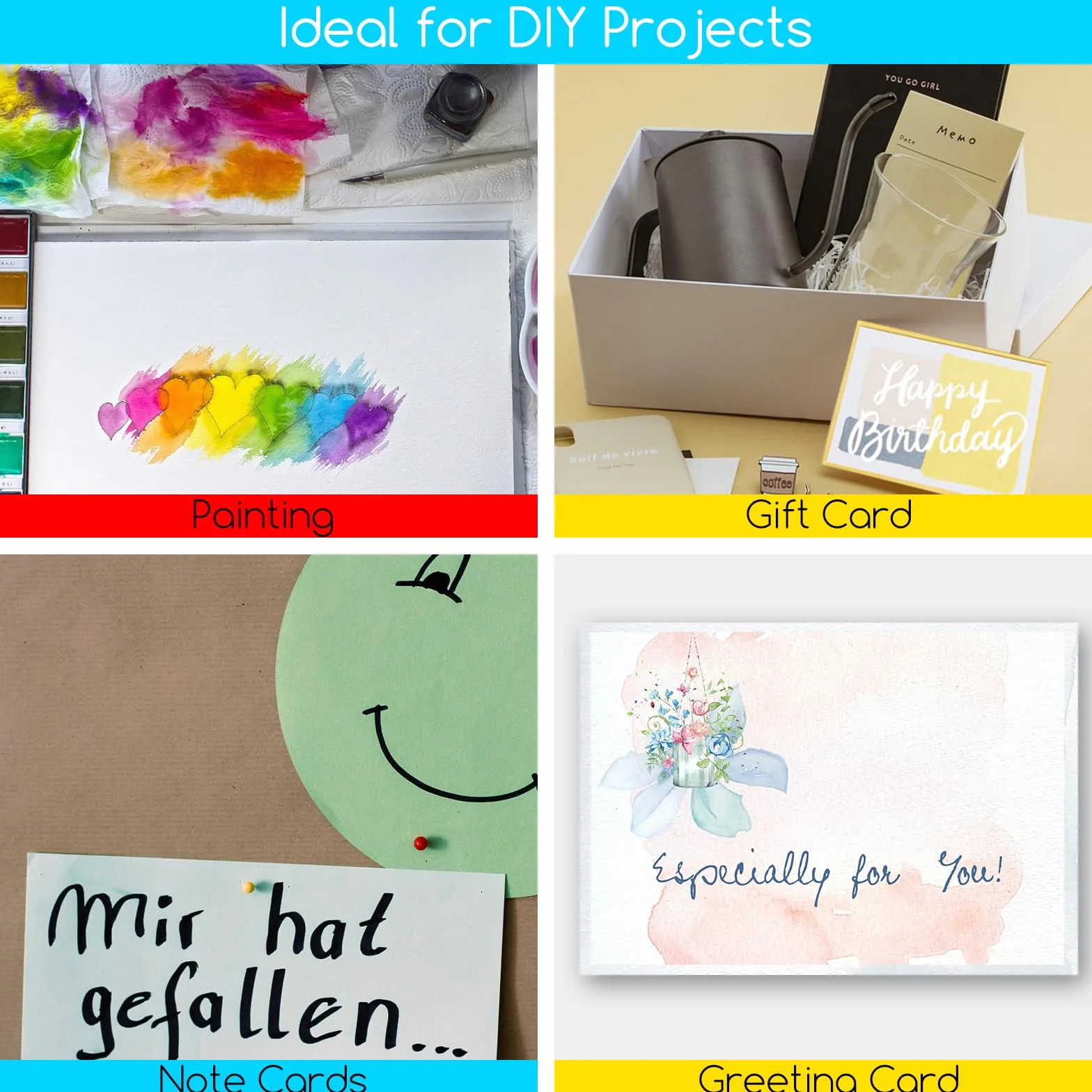 MEEDEN 10 x 7,6 cm puste kartki z papieru akwarelowego, 50 szt. mini papier akwarelowy Cold Press w bulk, 100% bawełna, pocztówki do akwareli dla dorosłych i studentów (140lb/300gsm), 5×10 arkuszy