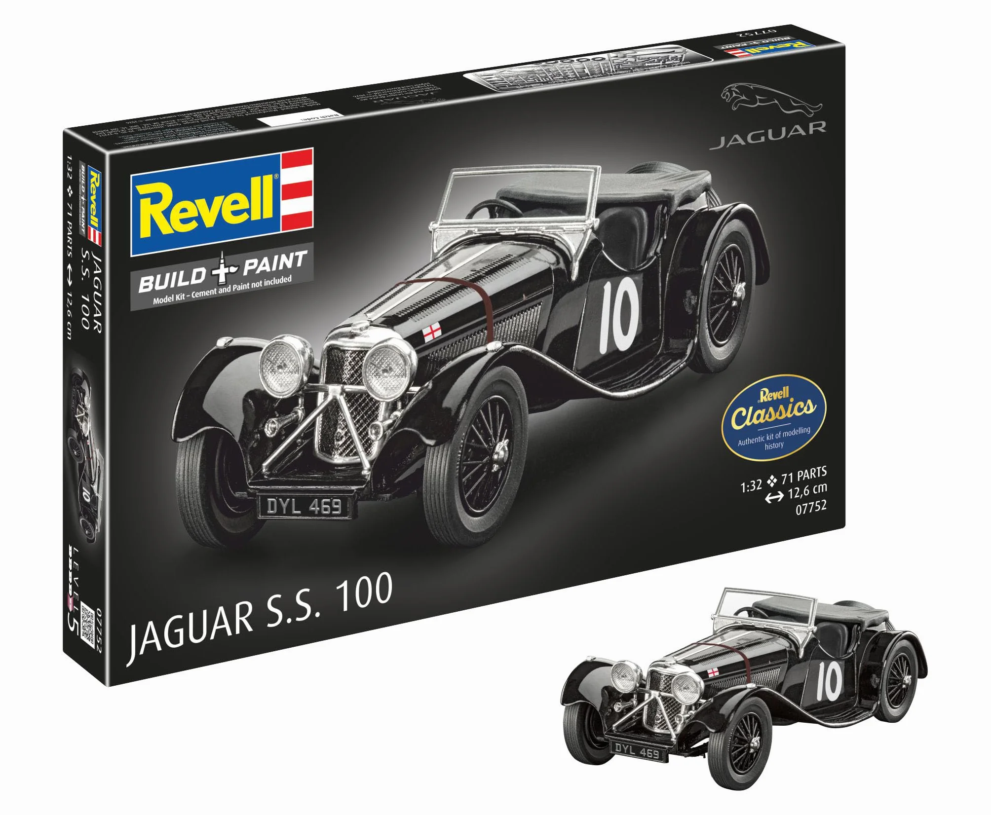 Revell 07752 Jaguar SS 100 skala 1:32 - niezabudowany/niepomalowany zestaw modeli plastikowych