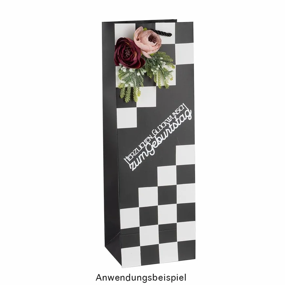 Ideen mit Herz torebki prezentowe | 36 x 12 x 10 cm | torebki prezentowe na butelki | 10 sztuk | idealne do wręczania wina, szampana i sektu (czarne matowe)