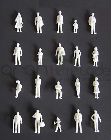 100 x model figurki ludzi, białe, niemalowane 1:100 do modelarstwa toru TT