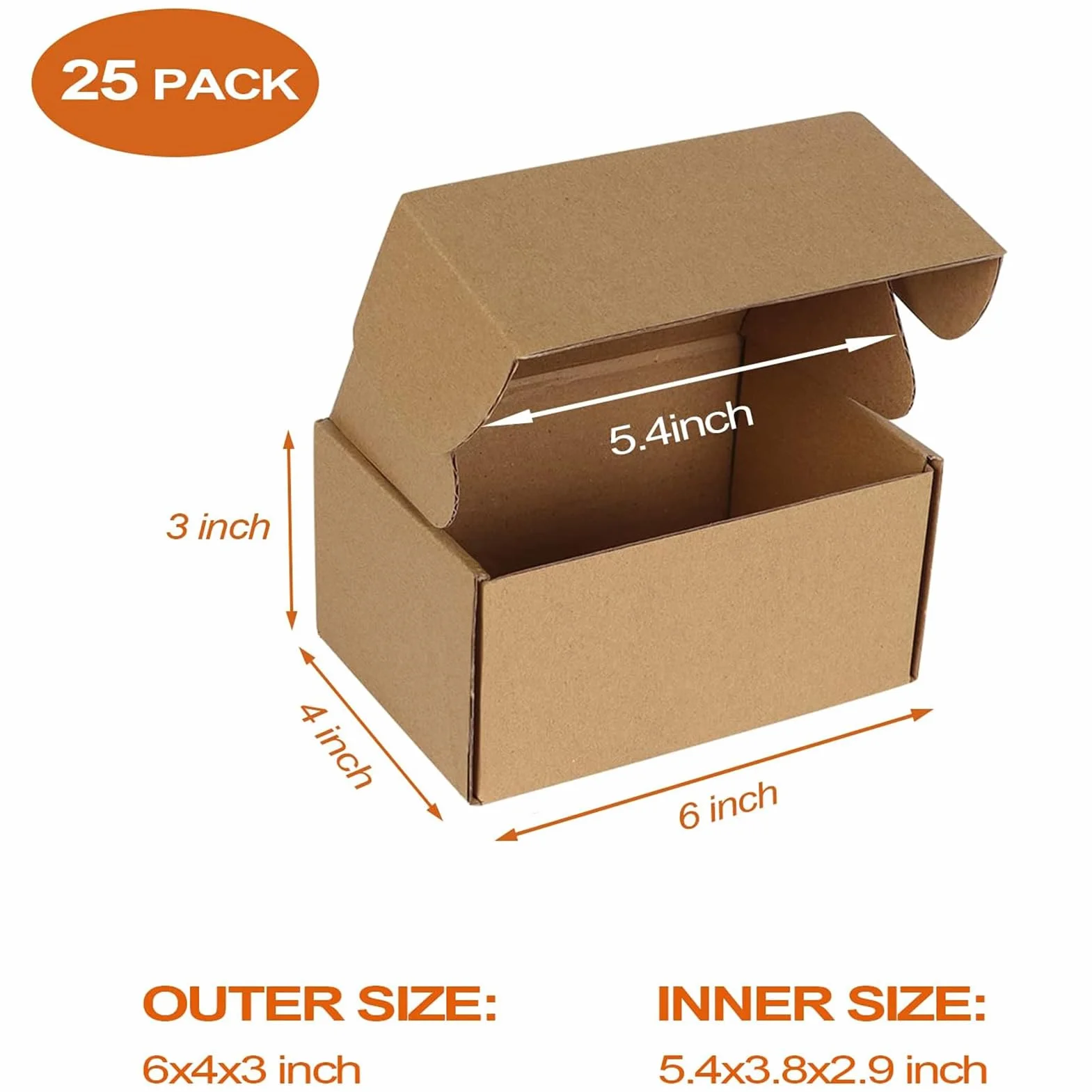 RLAVBL 25 sztuk brązowych opakowań wysyłkowych o wymiarach 15,3 x 10,2 x 7,6 cm do wysyłki przedmiotów, zabawek i prezentów