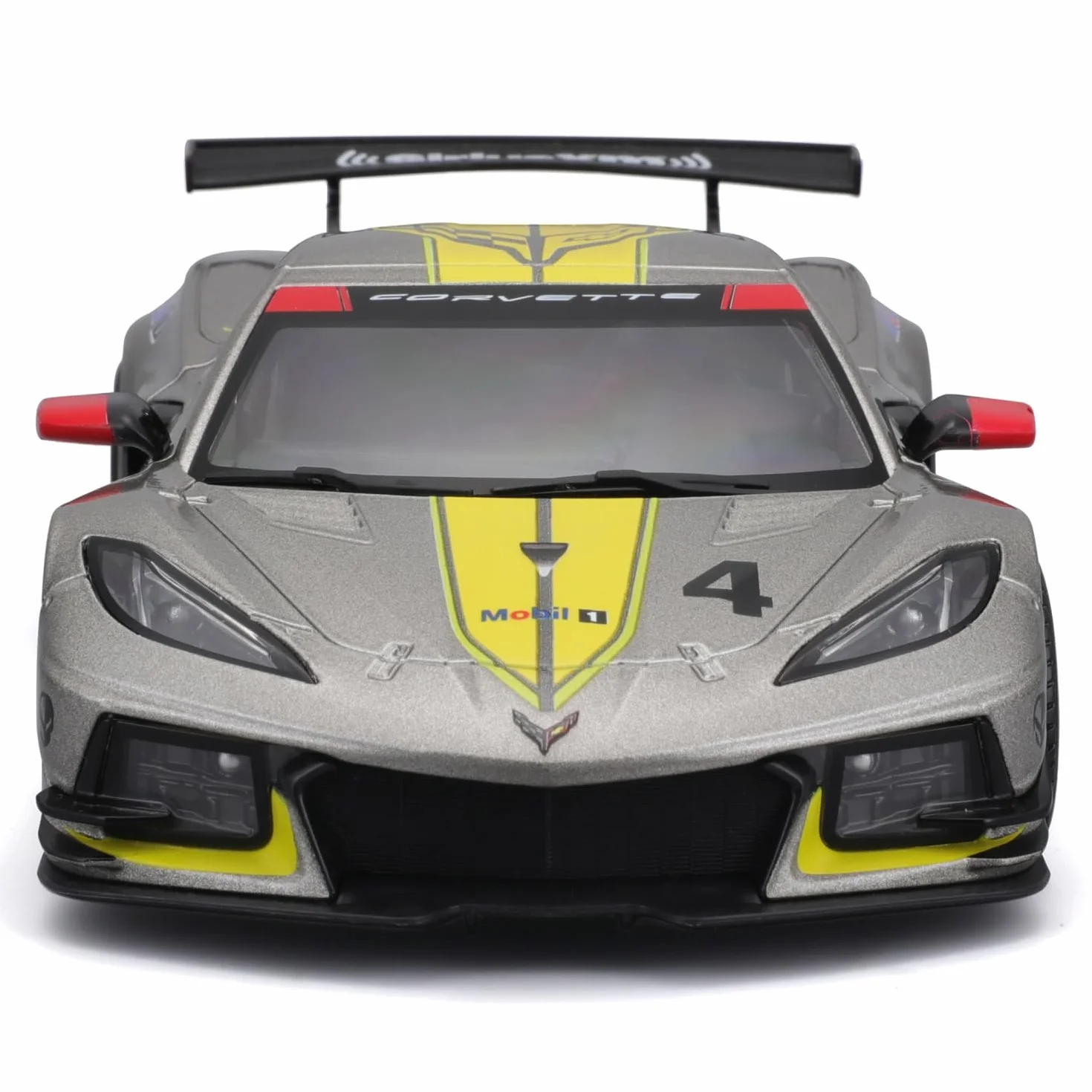 Bburago - Chevrolet Corvette C8R - Żółty - Nowość 2024: metalowa replika wyścigów w skali 1/24. Szczegóły wnętrza, otwierane drzwi i kaptur zapewniają autentyczne wrażenia