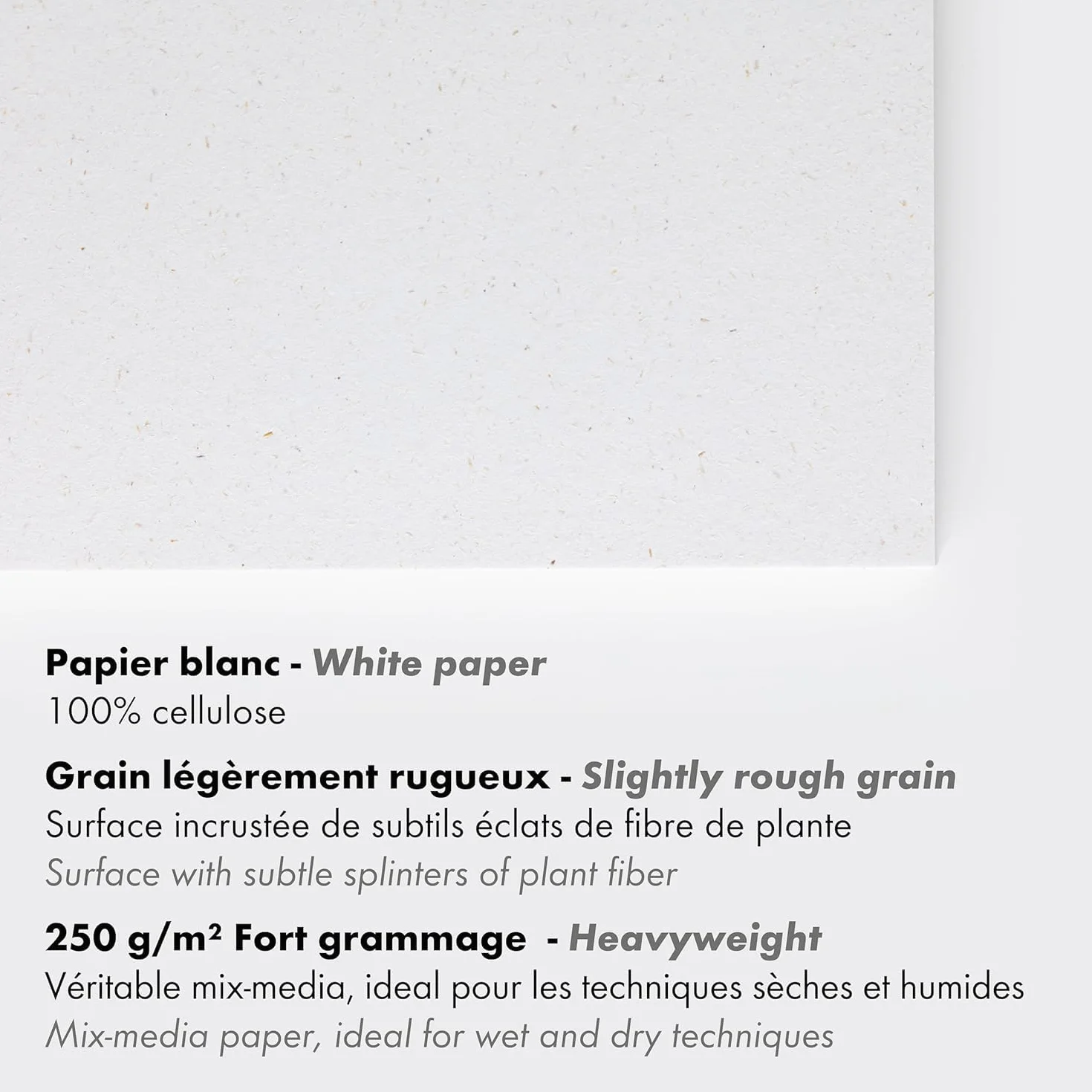 Clairefontaine 96536C – Blok rysunkowy PaintON Multi-techniques – 40 arkuszy papieru do technik mieszanych z bardzo lekkim ziarnem – biały – A3 29,7x42 cm 250 g