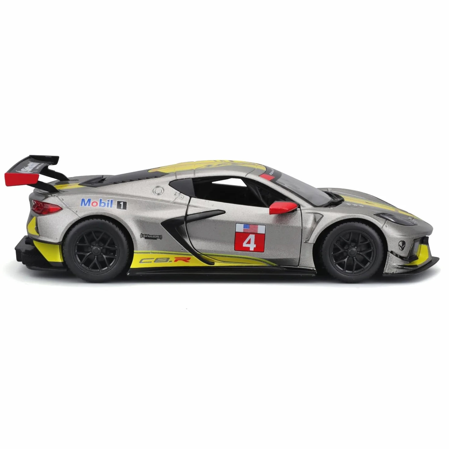 Bburago - Chevrolet Corvette C8R - Żółty - Nowość 2024: metalowa replika wyścigów w skali 1/24. Szczegóły wnętrza, otwierane drzwi i kaptur zapewniają autentyczne wrażenia