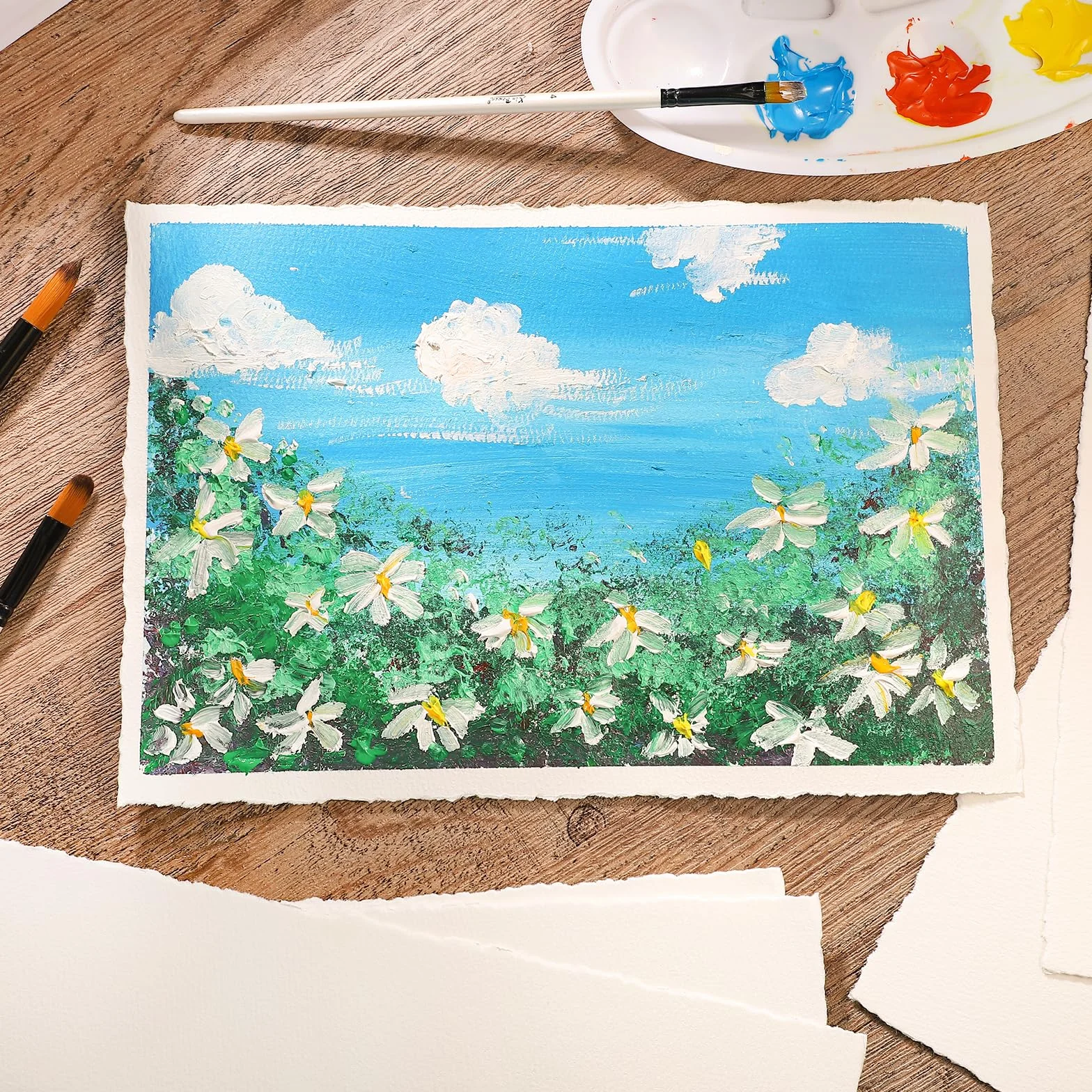 Papier czerpany, 300 g/m², format A4/28,5 x 19,6 cm, ręcznie czerpany, papier akwarelowy, papier strukturalny, gruby papier do zaproszeń, rysowania, szkicowania, pisania (25 arkuszy)