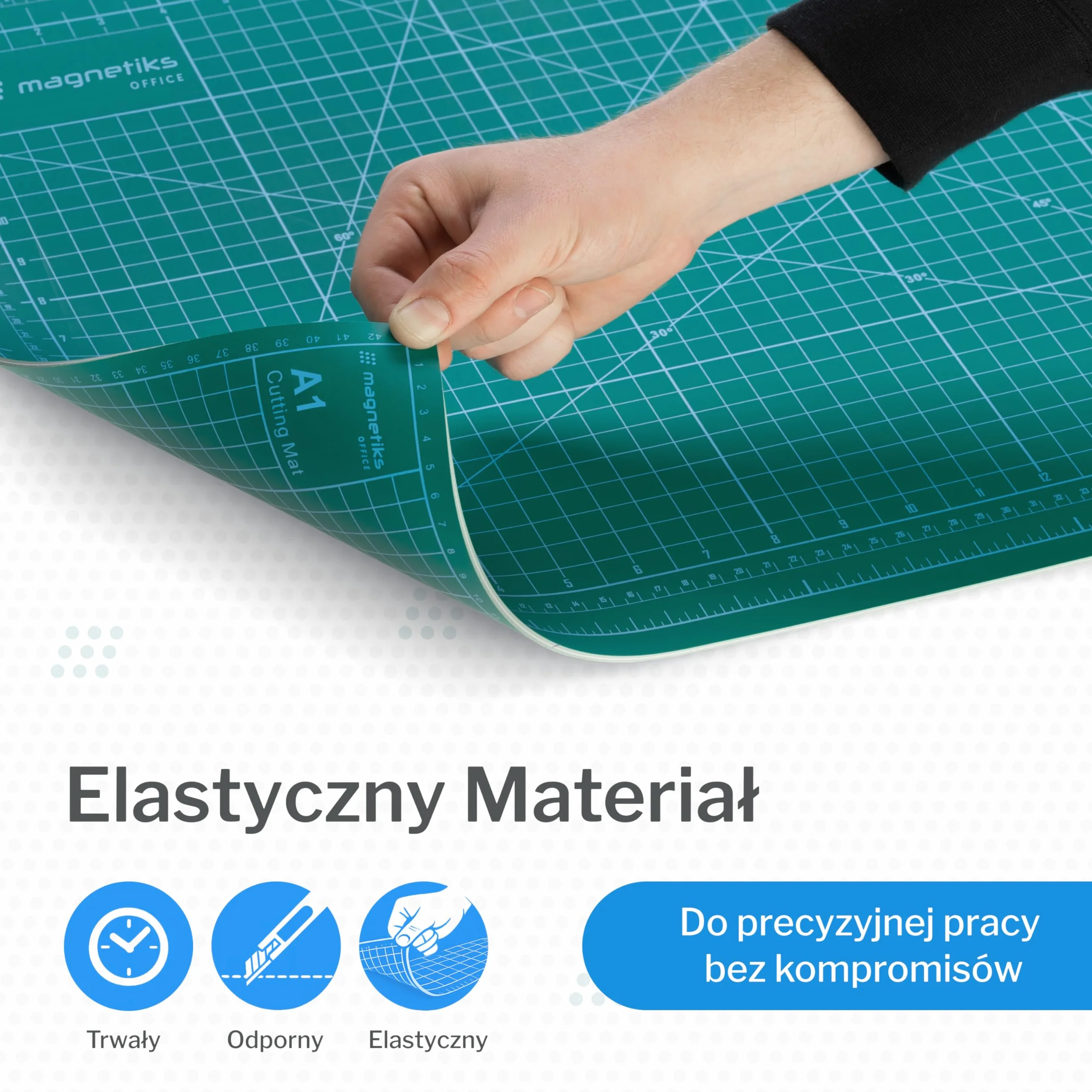 mata do cięcia A1 | podkładka do cięcia samoregenerująca, dwustronna, zielona 90x60 cm | podkładka do prac kreatywnych do rękodzieła, szycia, cięcia | cutting mat