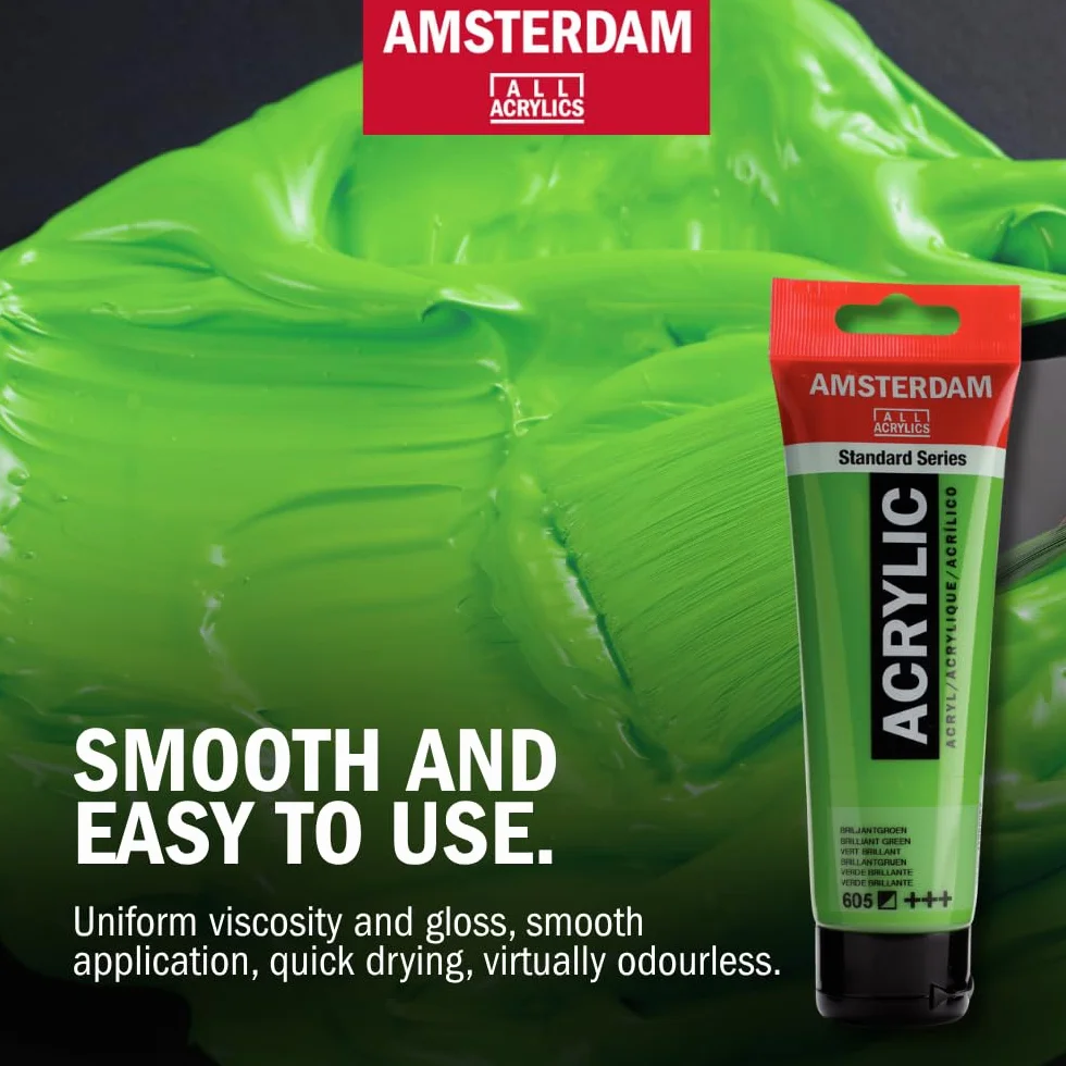 Amsterdam Zestaw farb akrylowych z serii Standard, zestaw do mieszania teorii kolorów (6 tubek 20 ml), kolory podstawowe + czarny, biały i umbra