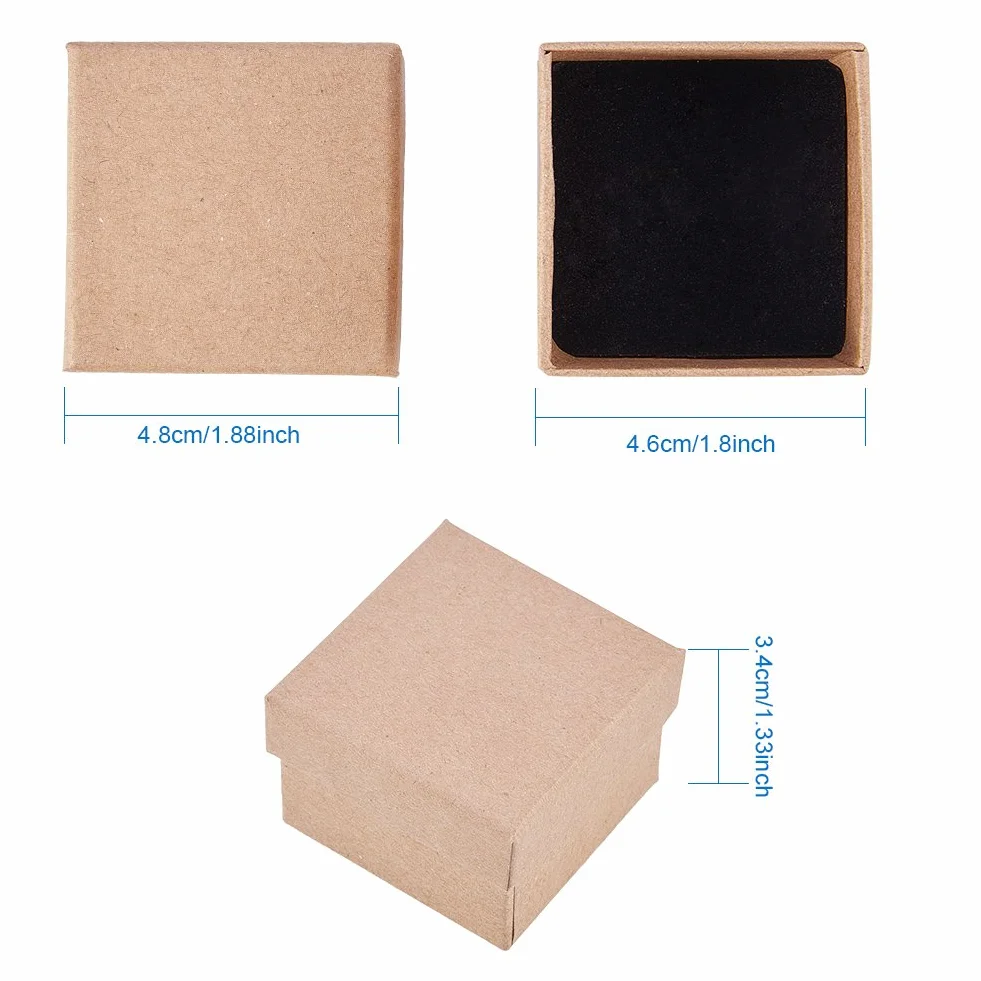 Craftdady Pudełka na biżuterię, kwadratowe pudełka na biżuterię, z czarną wkładką frotte, na pierścionki, naszyjniki, kolczyki i bransoletki, 5 x 5 x 34 cm, 24 szt