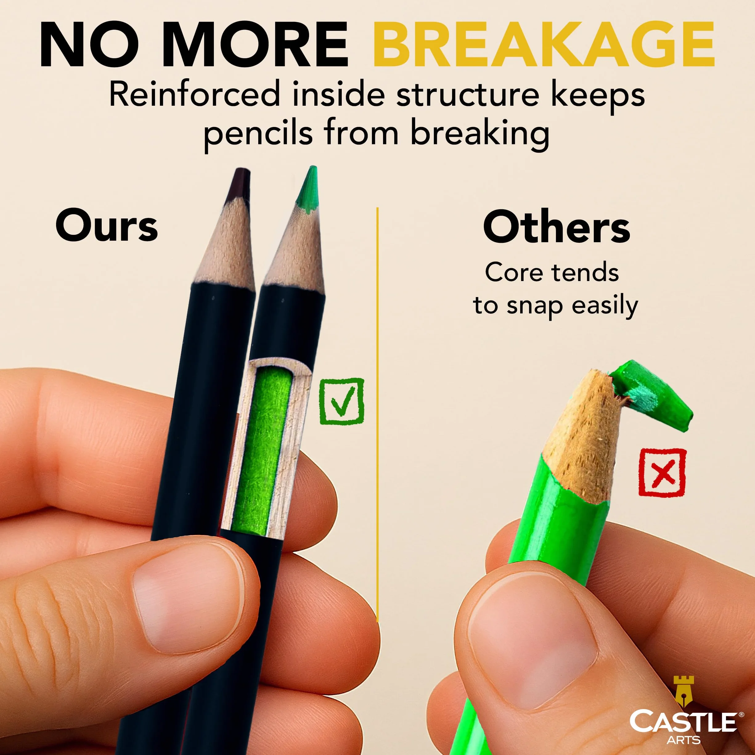 Castle Art Supplies Zestaw 120 kredek z zamkiem błyskawicznym | Wysokiej jakości miękkie kredki dla dorosłych, profesjonalistów i kolorystów | W woreczku na zamek błyskawiczny