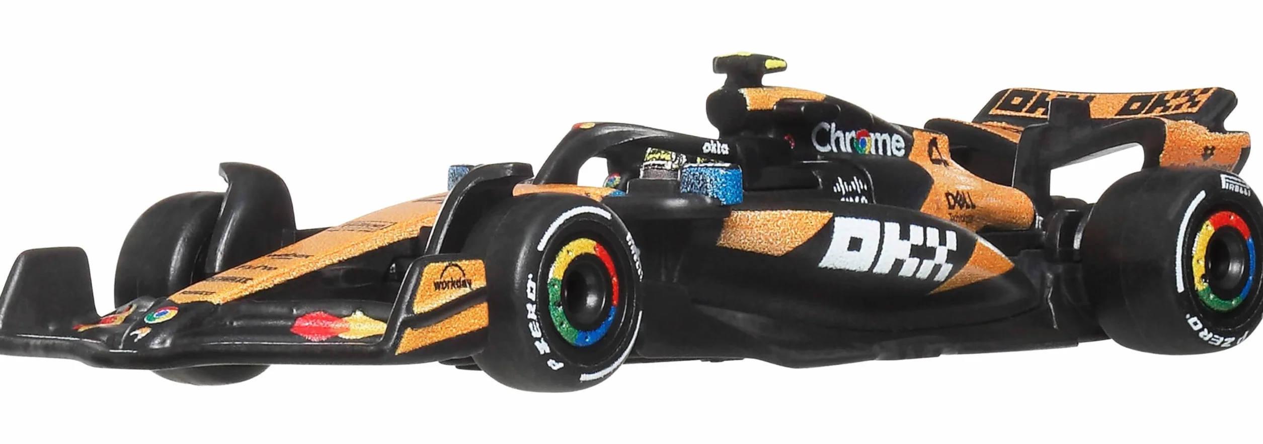 Hot Wheels Premium Formuła 1 Samochodzik Bolid F1 McLaren – Lando Norris #4, samochód wyścigowy w skali 1:64, opony Real Riders i metalowa konstrukcja, auto dla dorosłych kolekcjonerów, JKD88