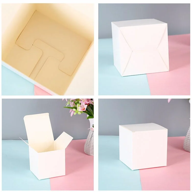 Pudełka kartonowe, 30 sztuk, z papieru typu kraft, pudełka kartonowe z pokrywką, kwadratowe pudełko na prezent, urodziny, imprezę, wesele (10 x 10 x 10 cm, białe)