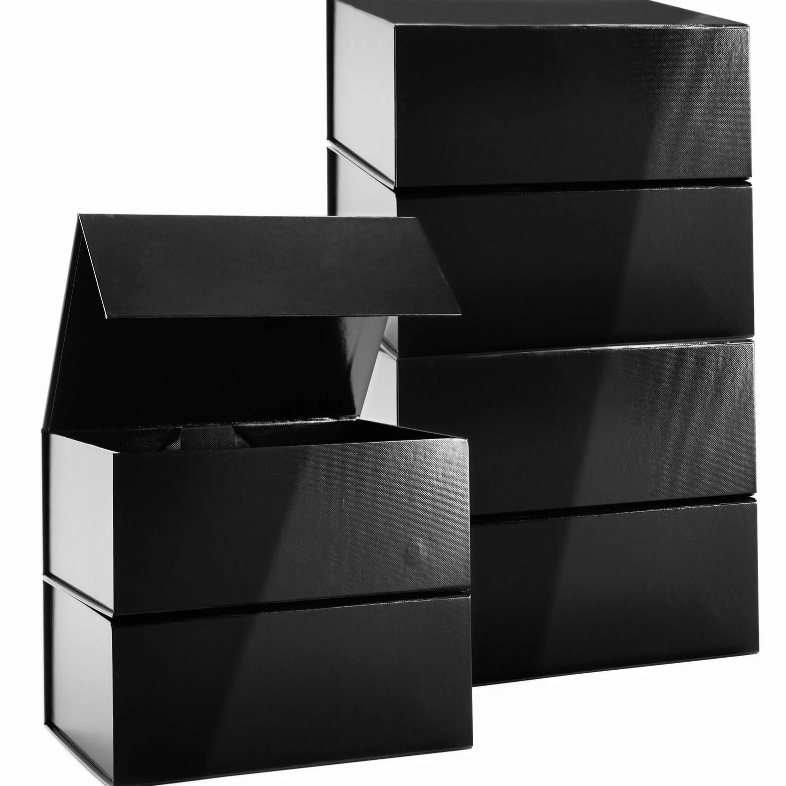 Stockroom Plus 6 magnetycznych pudełek na prezenty z pokrywkami, 25 x 18 x 10 cm, na urodziny, ślub, dla drużby i druhny, błyszczące czarne