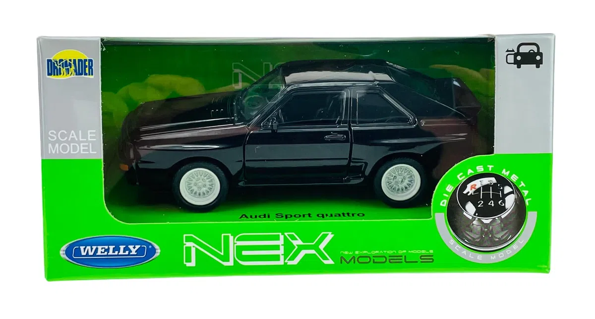 Welly model samochodu, kompatybilny z Audi Sport Quattro, czarny, ok. 1/34-1/39, metalowy model samochodu, odlew 43802