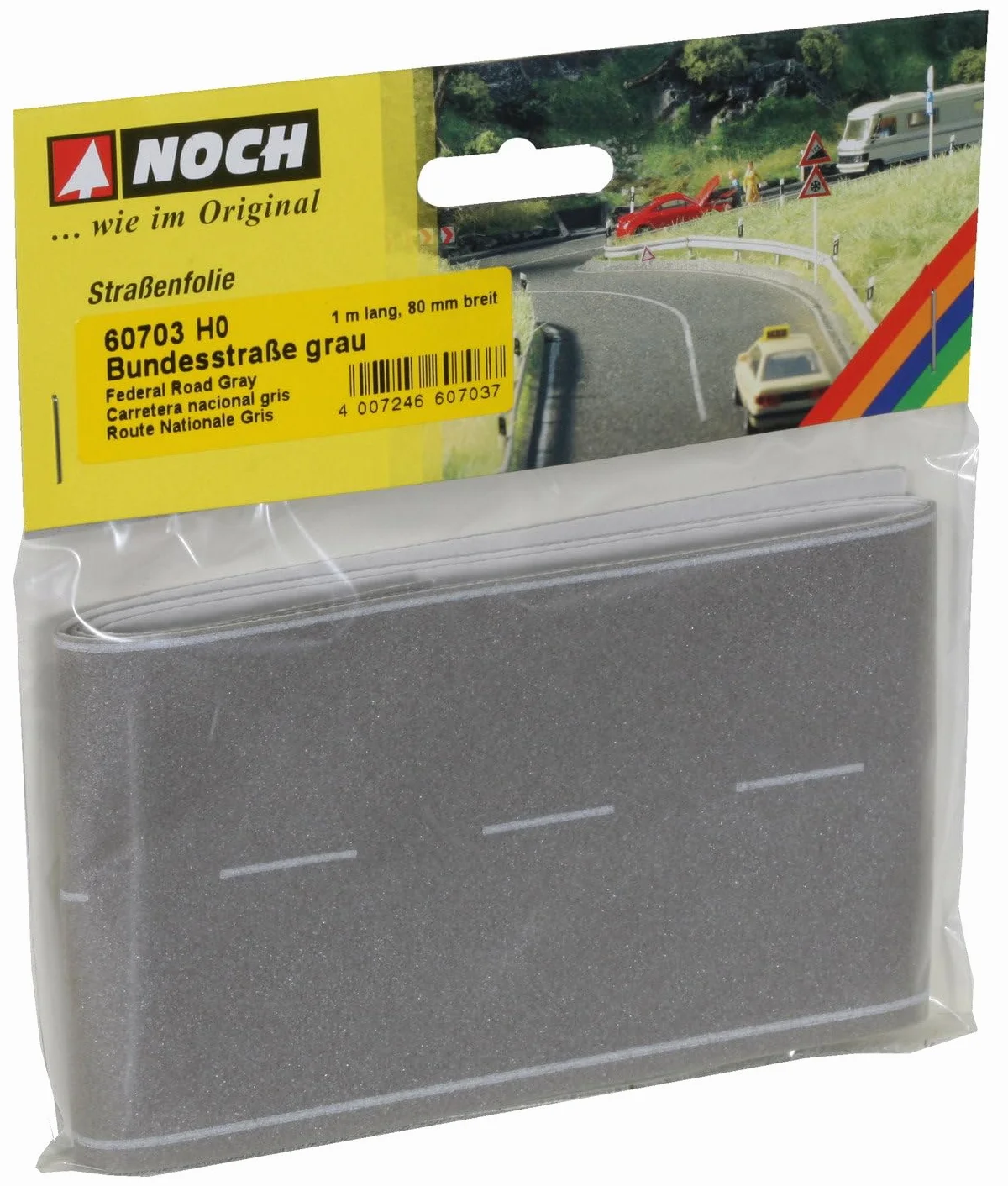Noch 60703 H0 pas drogowy, szary, długość 1 m, 80 mm Br