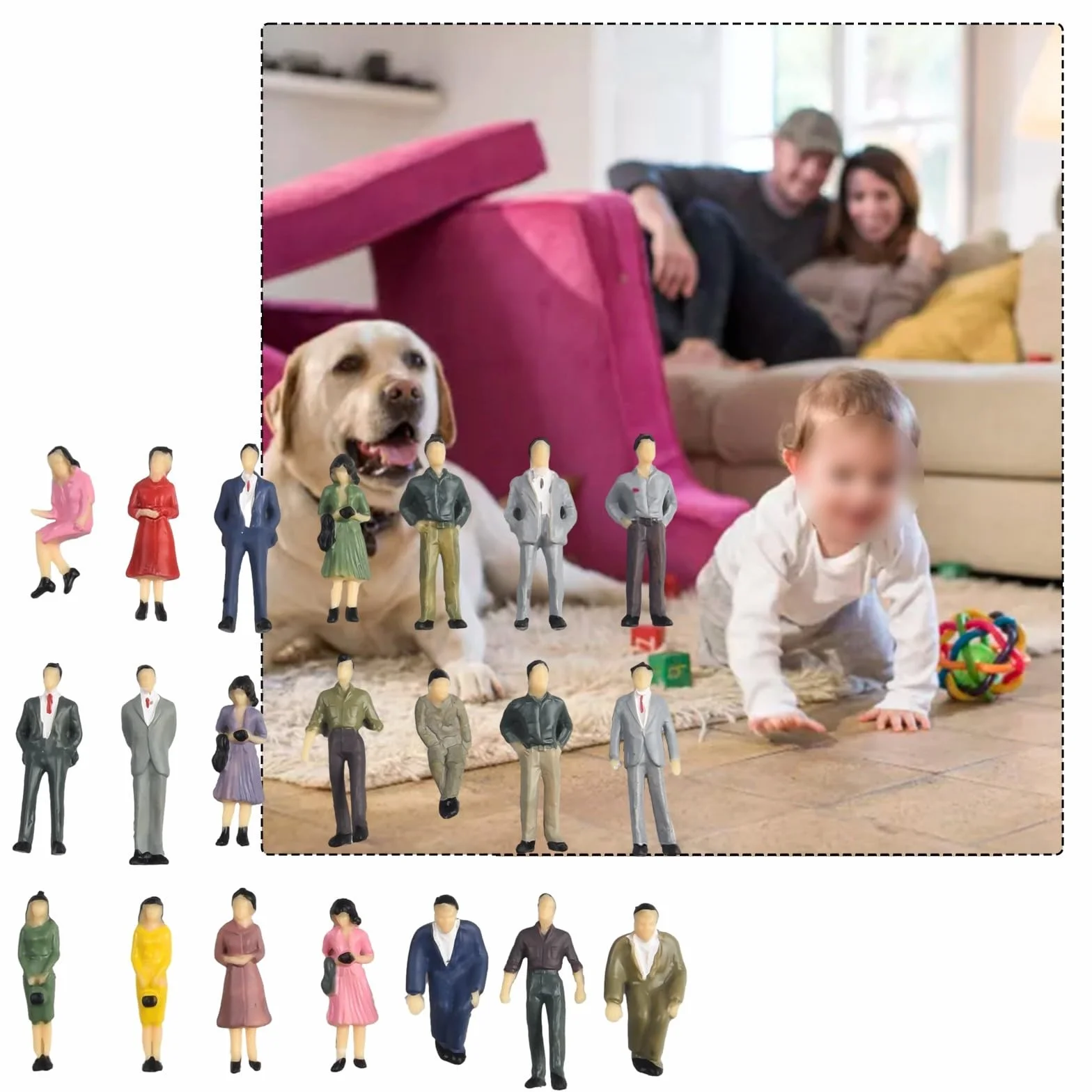 50 sztuk figurek ludzi, mini architektoniczne figurki plastikowe, model w skali 1:50, pociągi architektoniczne, figurki malowane stojące i siedzące ludzi, do domku dla lalek, parku kolejowego, ulicy
