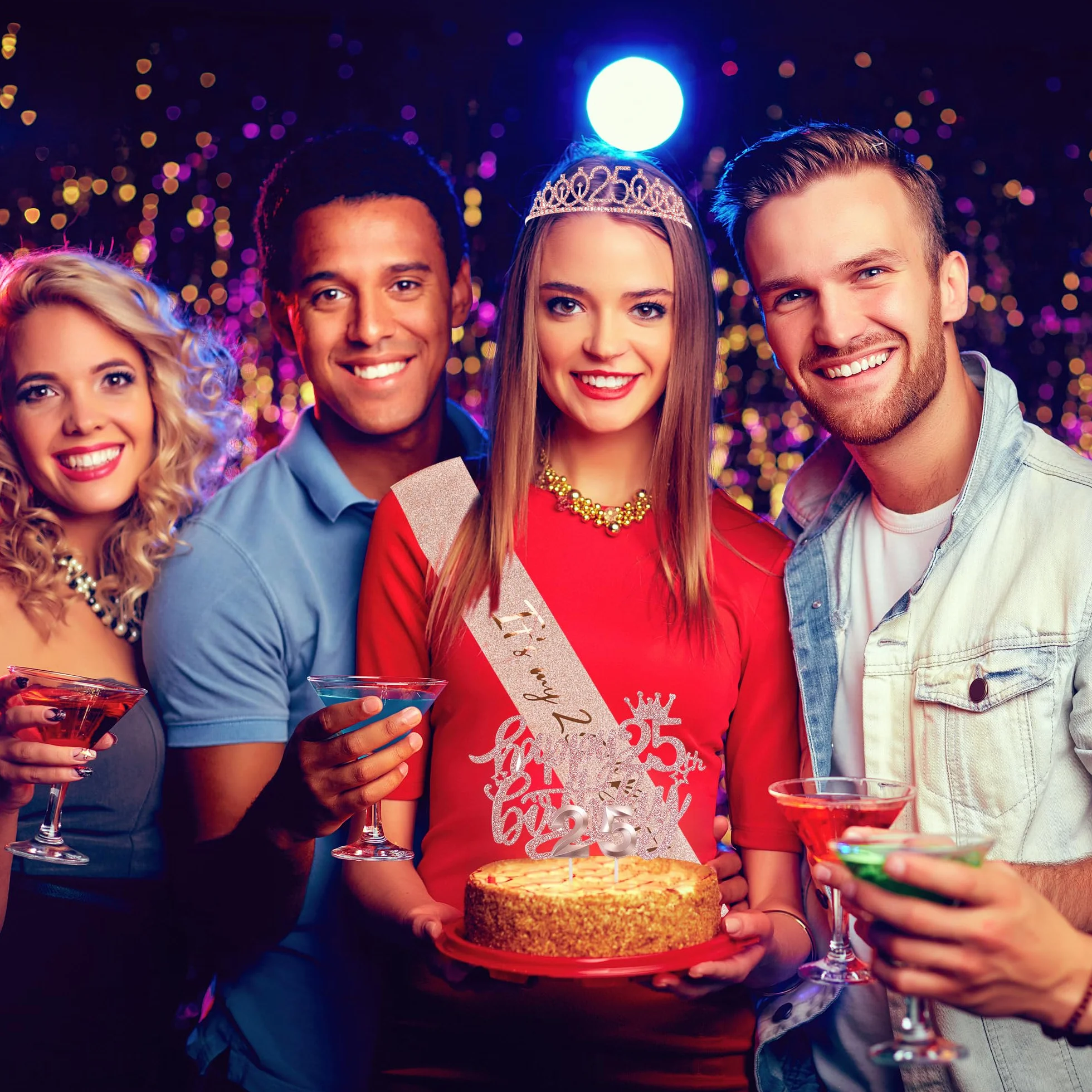 Różowe złoto, dekoracje na 9. urodziny dla dziewczynki, szarfa i tiara, 9. urodziny, szarfa, korona, tort urodzinowy, cyfra 9, balony foliowe, świece, prezenty na 9. urodziny dla dziewczynki