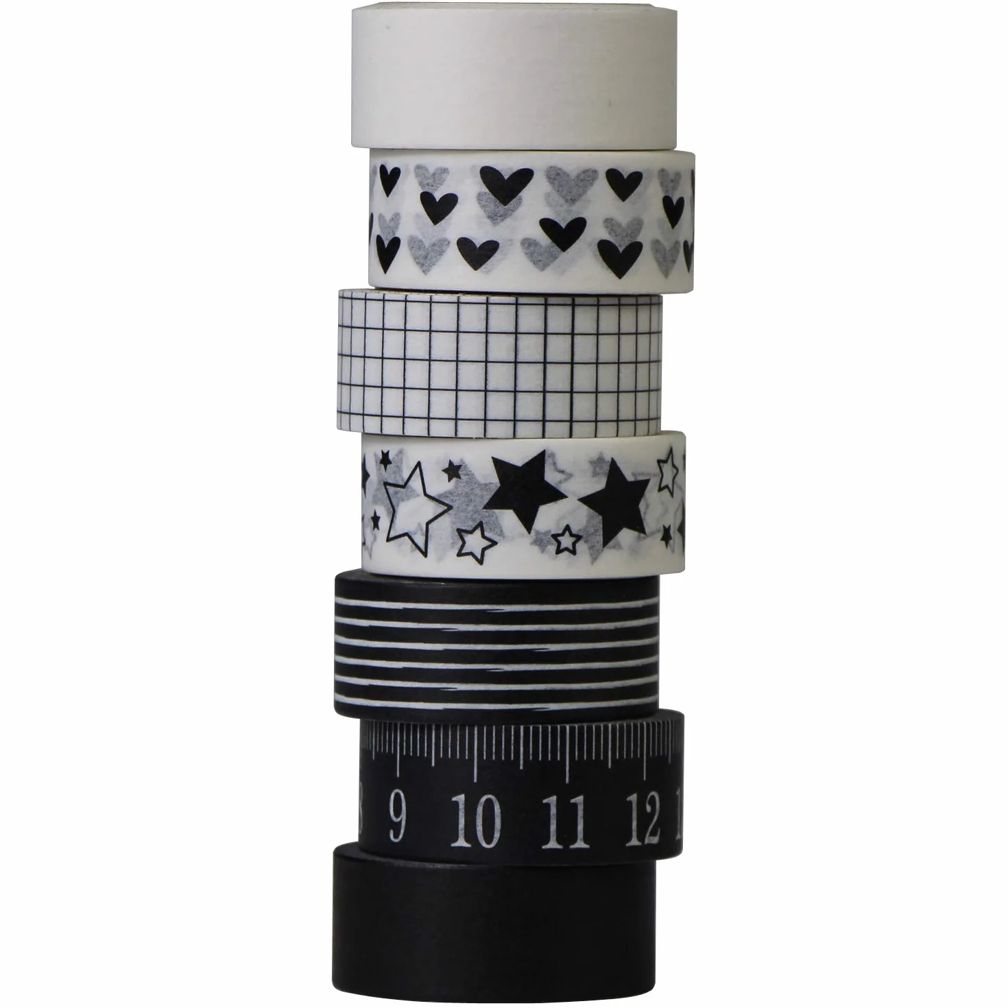 aufodara zestaw 7 rolek taśmy Washi czarno-biała taśma maskująca naklejka papierowa taśma samoprzylepna deko scrapbooking DIY opakowanie prezentów rzemiosło