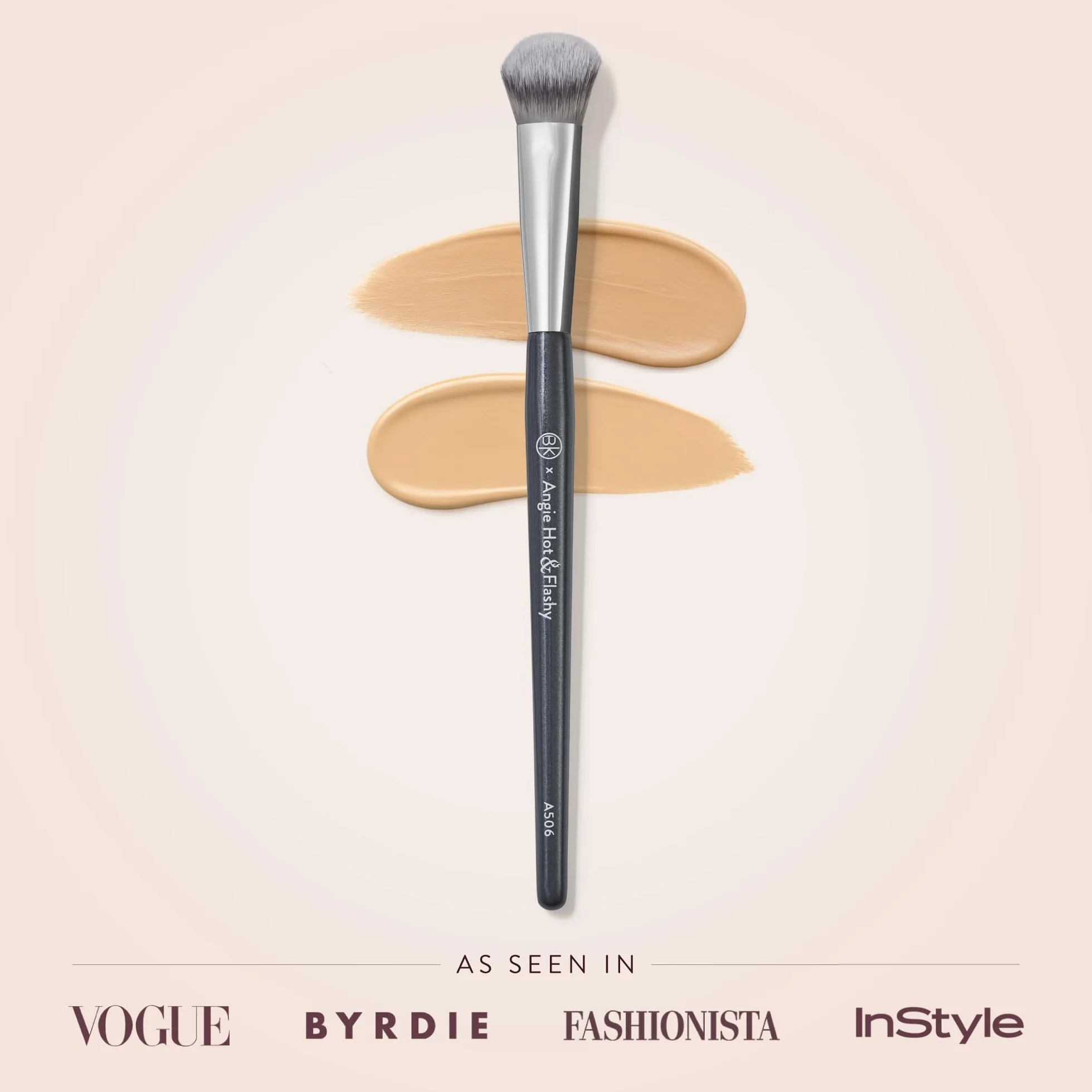 BK Beauty Brushes Pędzel do korektora Angie Hot & Flashy A506 „Kitten Paw”, do makijażu twarzy, idealny do nakładania korektora pod oczy i konturowania