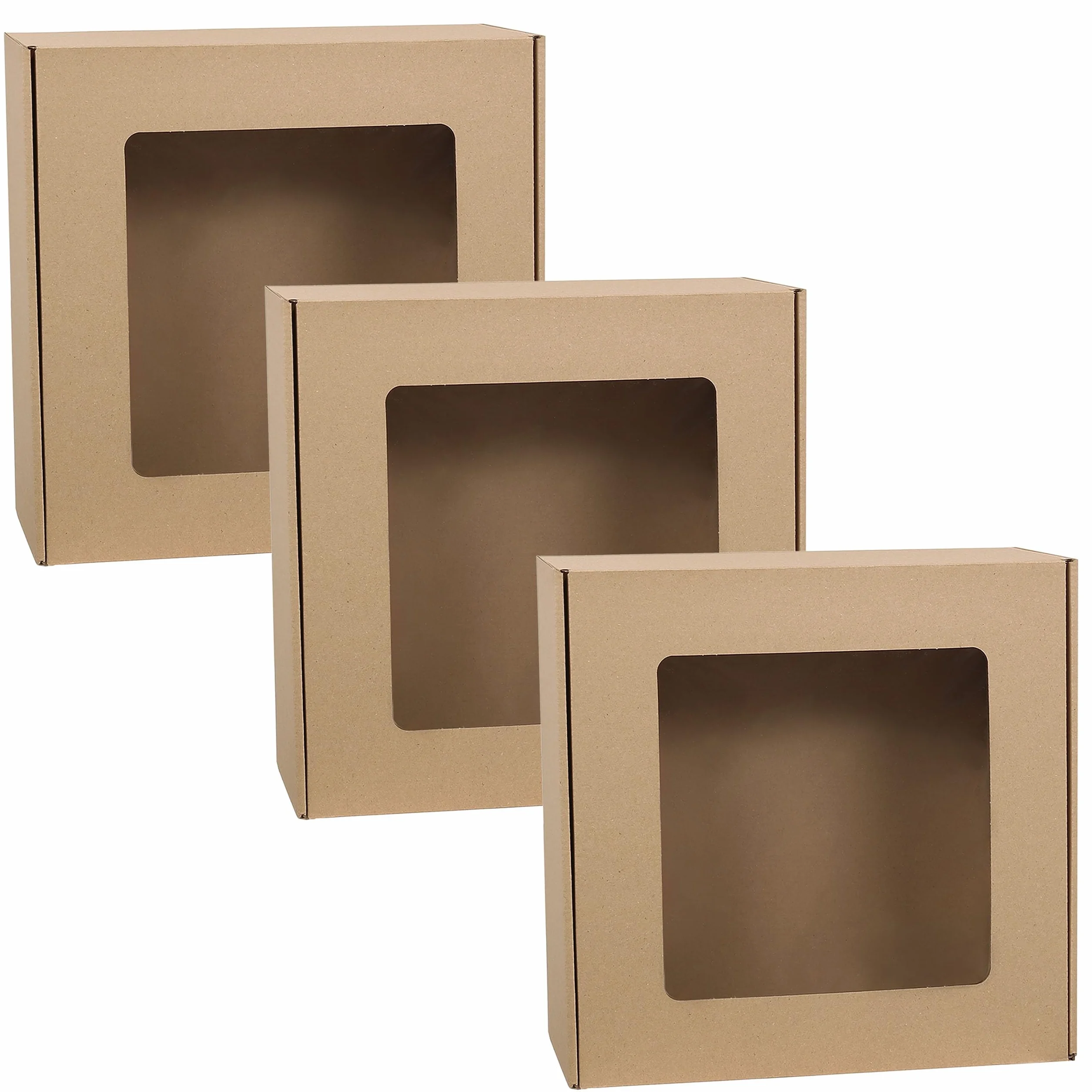 Kwadratowe pudełko fasonowe z okienkiem, pudełko prezentowe, prezent 30x30x10 cm (x3)