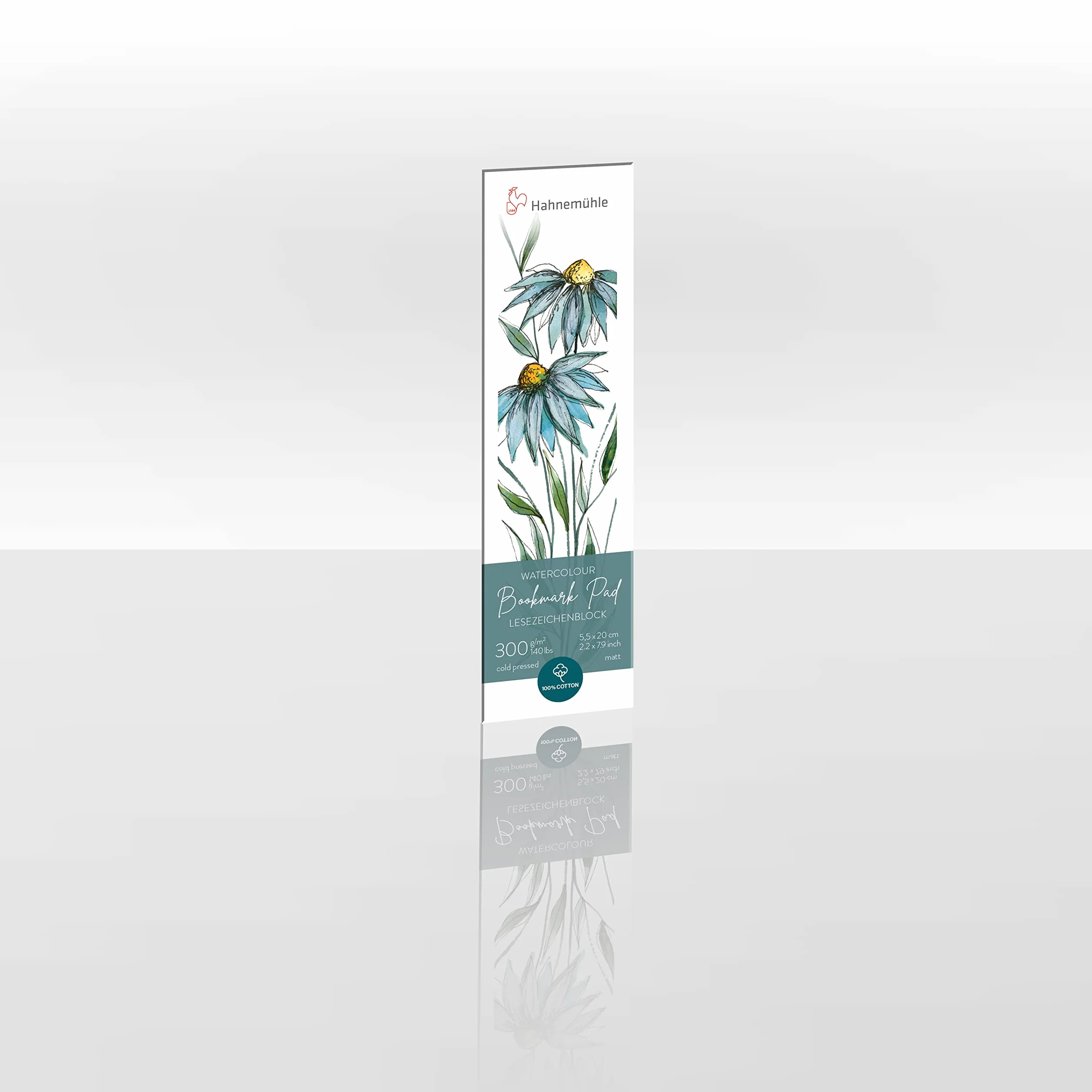 Hahnemühle Watercolour Bookmark Pad, akwarelowy blok do zakładek, 100% bawełna, matowa, 300 g/m², 5,5 x 20 cm, 15 arkuszy