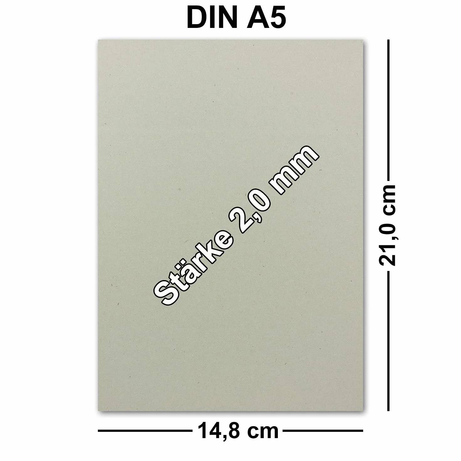 20 x tektura introligatorska DIN A5 (14,8 x 21 cm) – grubość 2,0 mm (0,2 cm) – gramatura: 1230 g/m² – szara tektura do majsterkowania, modelarstwa, bindowania książek