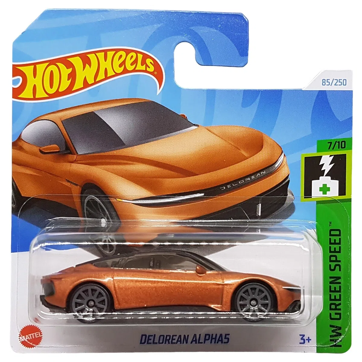 Hot Wheels - Delorean Alpha5 - HW Green Speed 7/10 - HTD32 - Short Card - DMC - pomarańczowy metallic - Mattel 2024-1:64