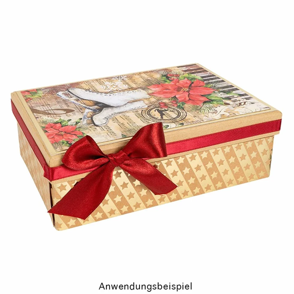 Ideen mit Herz Pudełka na prezenty z pokrywką, papier kraft, pudełka kartonowe, 10 różnych rozmiarów, od dużego do małego, stabilny karton, idealne na urodziny i ślub, prostokątne, od 8,5 do 24 cm
