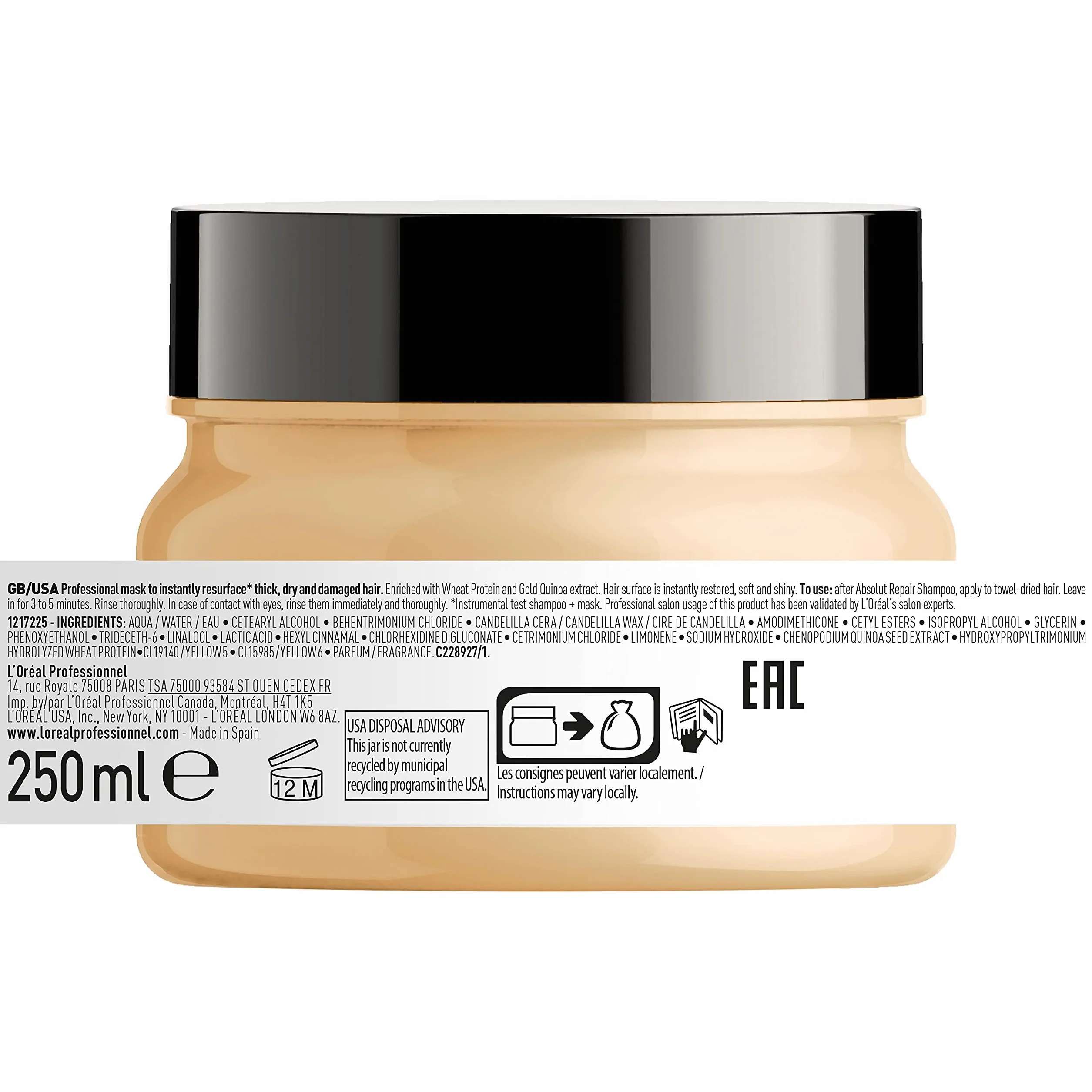 L'Oréal Professionnel Naprawiająca maseczka do włosów zniszczonych i suchych, z komosą Quinoa, seria Expert, Absolut Repair