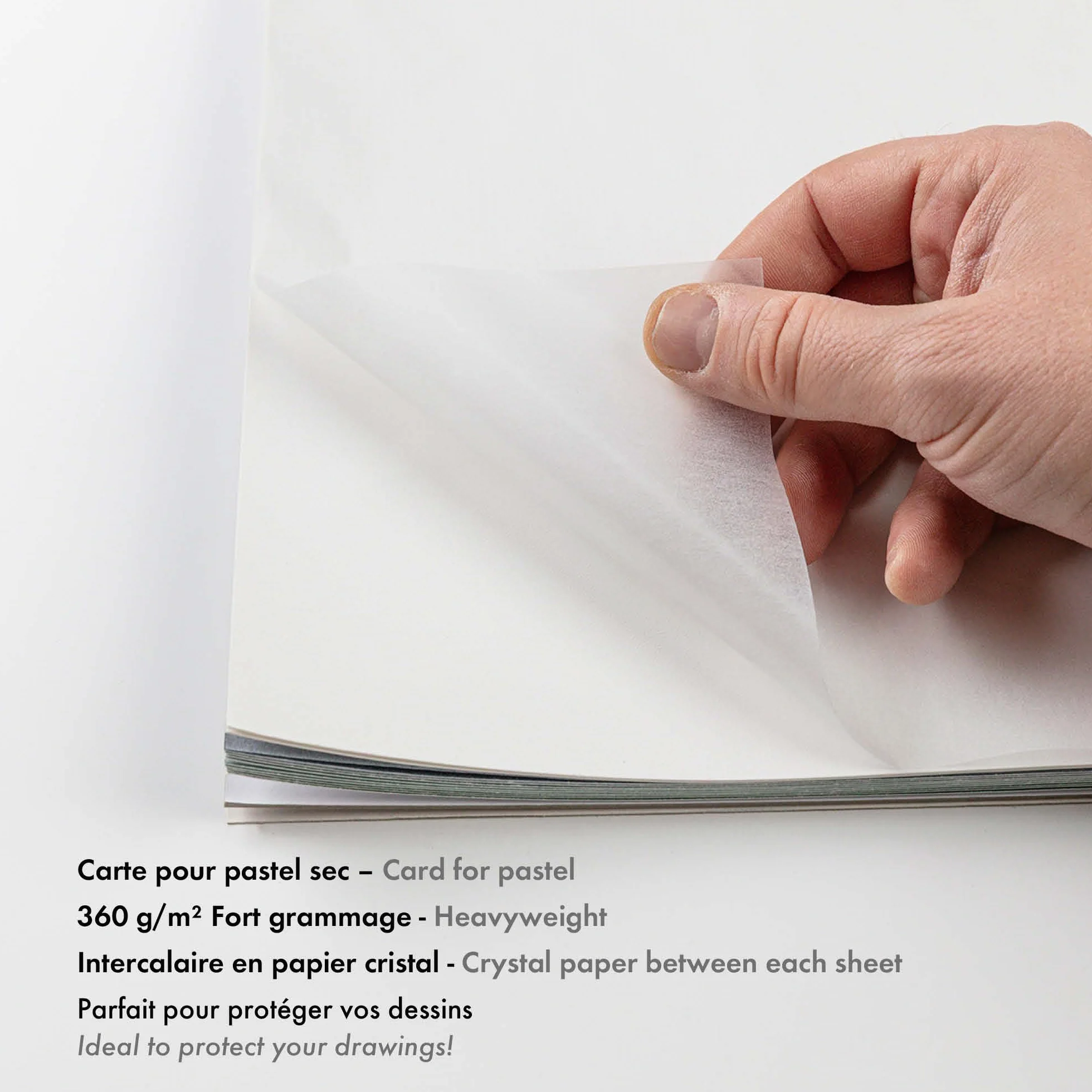 Clairefontaine 96114C Blok Pastelmat n°5 – 12 arkuszy specjalnego papieru do pasteli suchych – 24x30 cm 360g – 4 kolory – przekładki z papieru krystalicznego