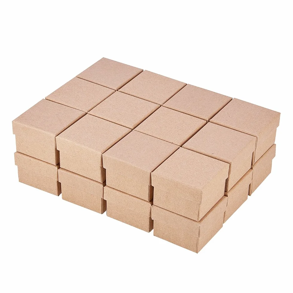 Craftdady Pudełka na biżuterię, kwadratowe pudełka na biżuterię, z czarną wkładką frotte, na pierścionki, naszyjniki, kolczyki i bransoletki, 5 x 5 x 34 cm, 24 szt