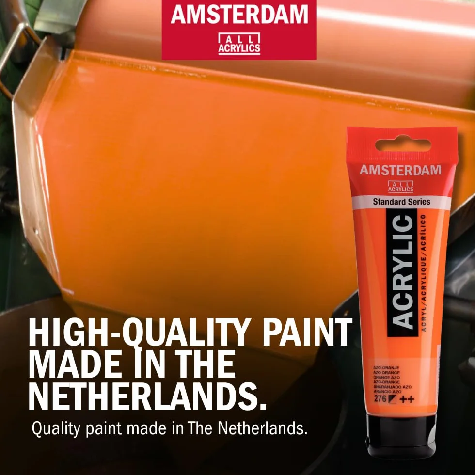 Amsterdam Zestaw farb akrylowych z serii Standard, zestaw do mieszania teorii kolorów (6 tubek 20 ml), kolory podstawowe + czarny, biały i umbra