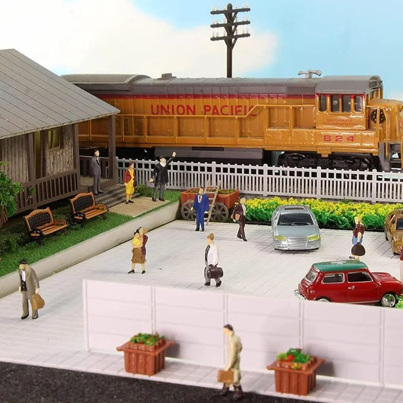 Wekuw 60 sztuk miniaturowy zestaw postaci kolorowe figurki model w różnych pozach figurki ludzie w skali 1:87 Mini model pociągów architektonicznych, do miniaturowych scen